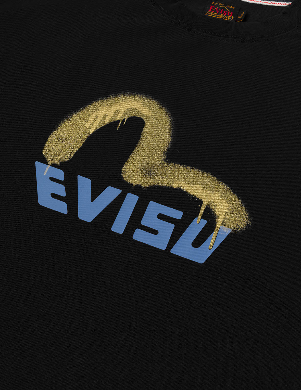 塗鴉風格海鷗與商標印花寬版休閒T恤