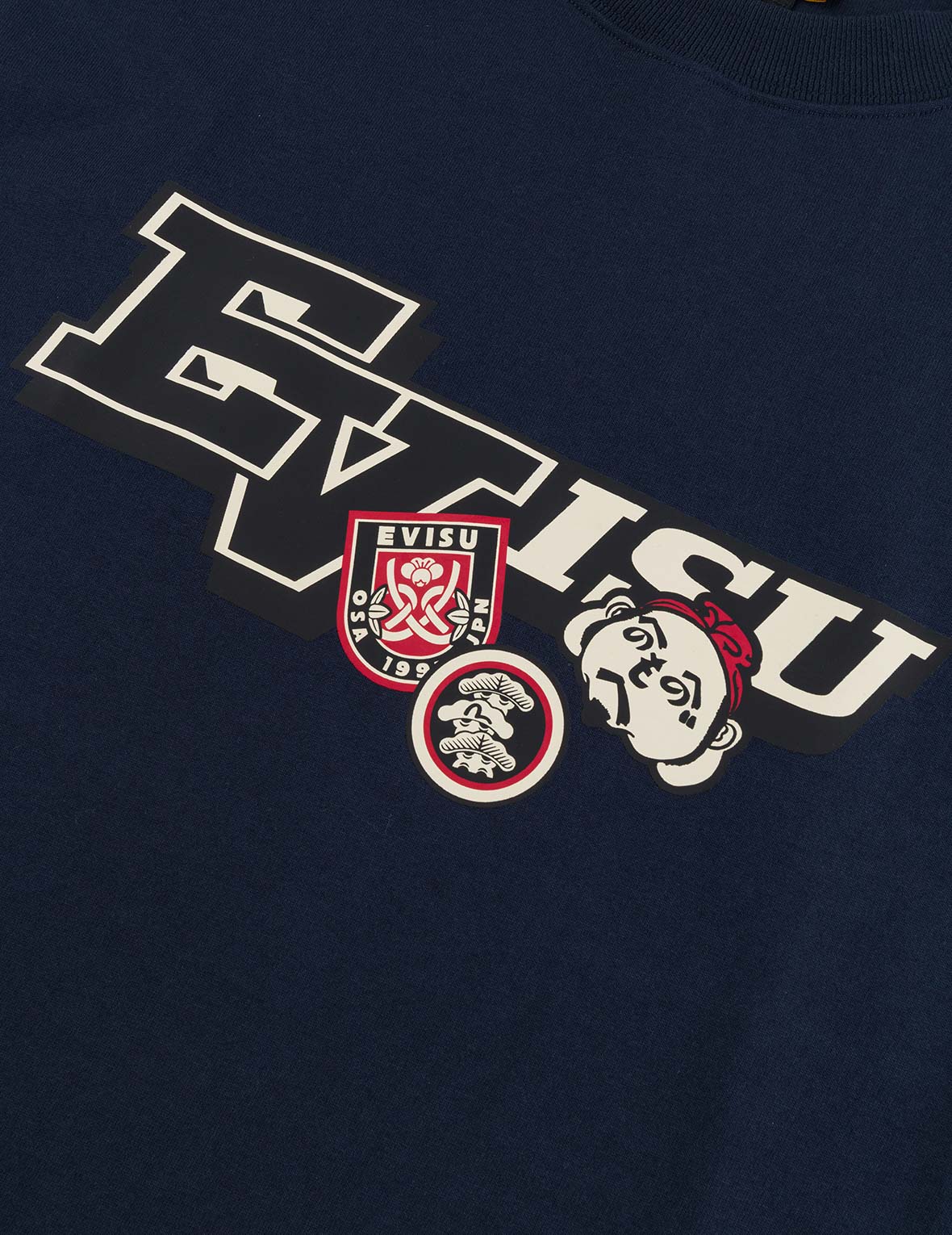 文字繪佛頭與智慧之輪標籤大M印花寬版休閒T恤