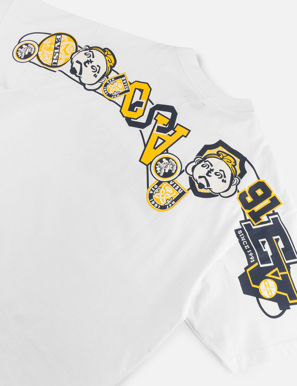 文字繪佛頭與智慧之輪標籤大M印花寬版休閒T恤