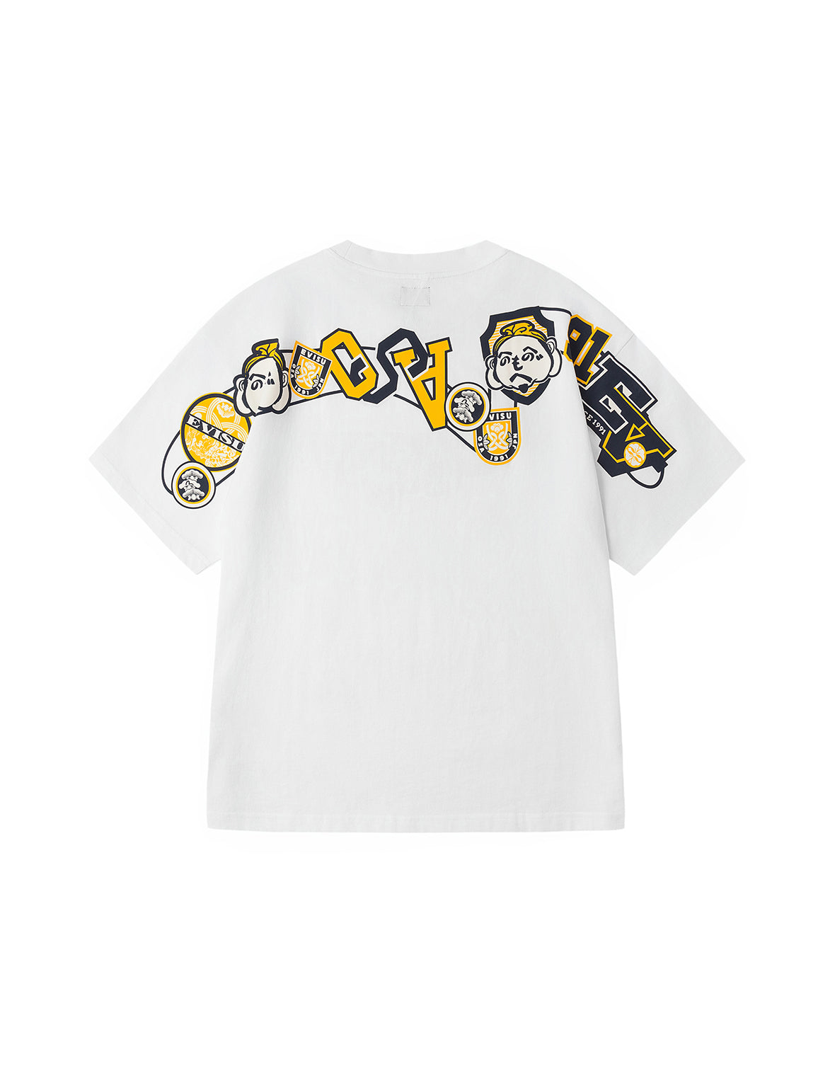 文字繪佛頭與智慧之輪標籤大M印花寬版休閒T恤