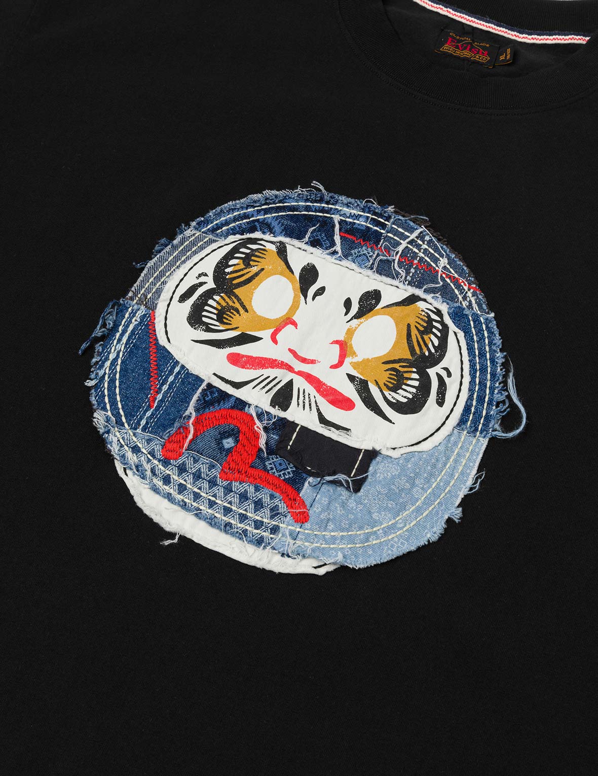 刺繡達摩與海鷗寬版休閒T恤