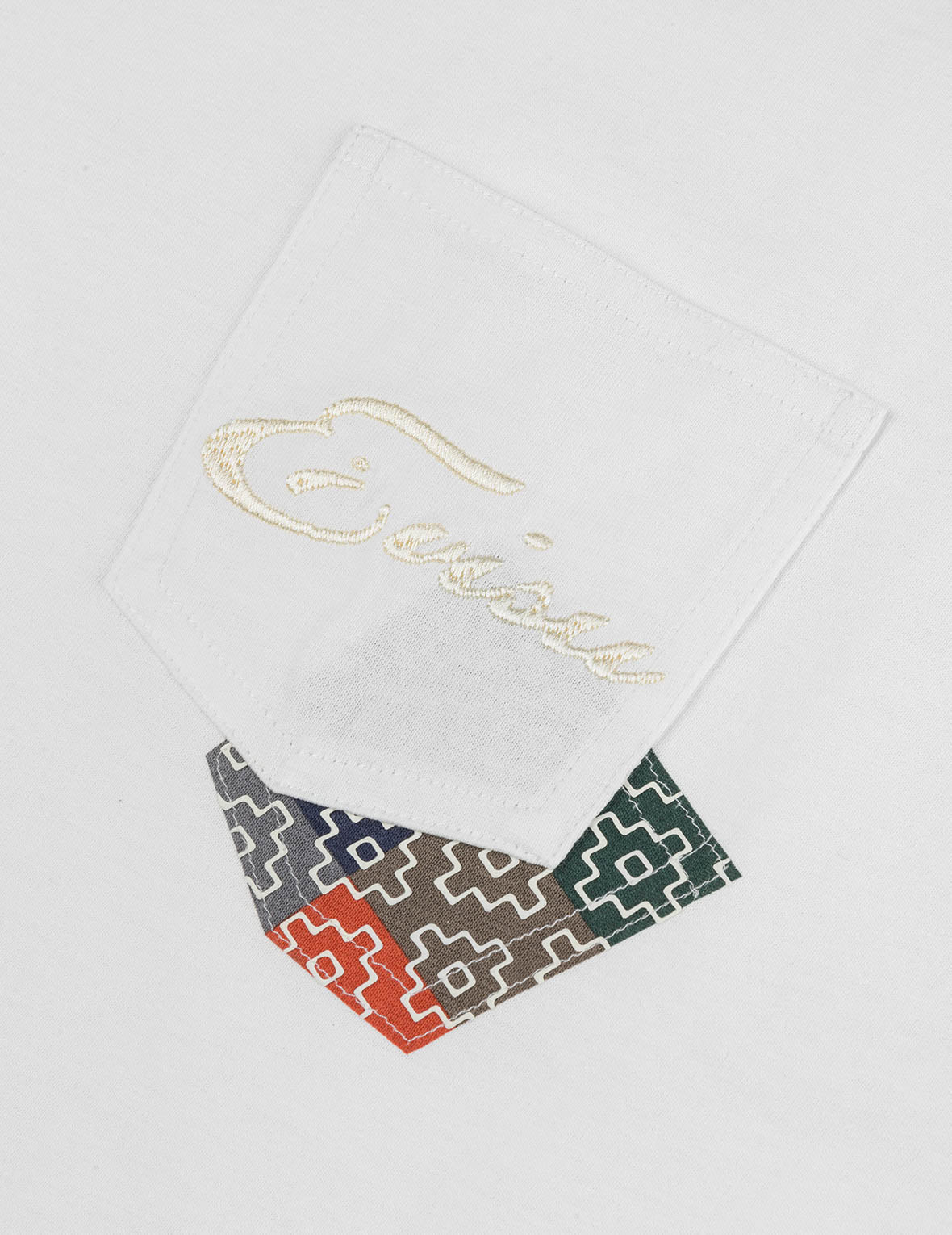 Multi-pocket Color Blocking Sashiko Loose Fit T-shirt