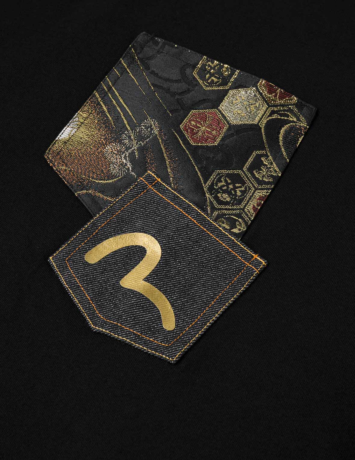 織錦口袋與海鷗燙金印花寬版T恤