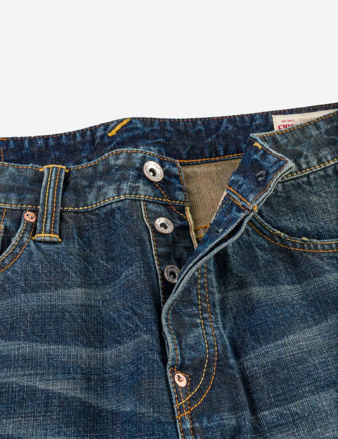 Asymmetric Seagull Embroidered Pocket Selvedge Jeans #2017
