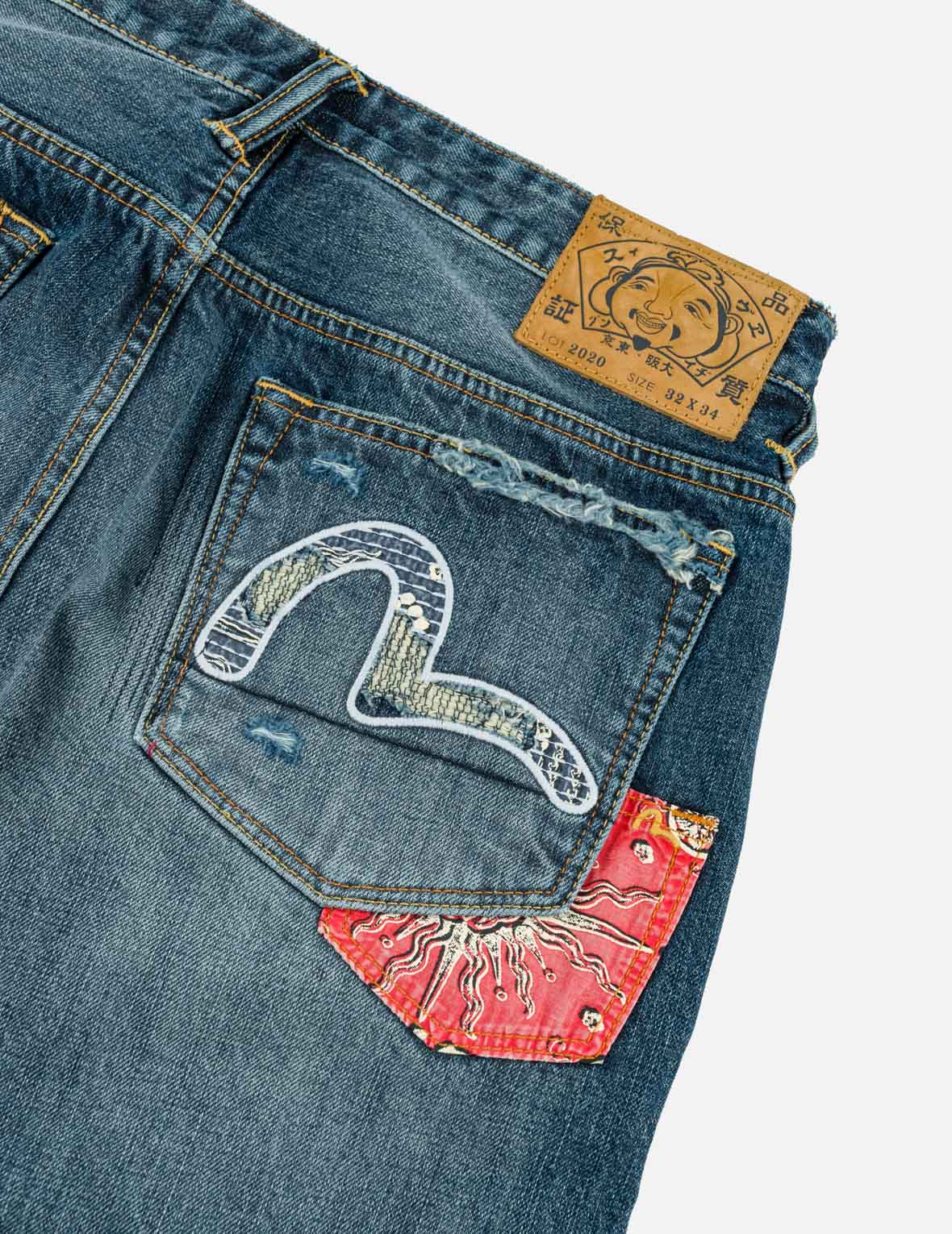 Boro Patchwork Distressed Seagull Pocket Jeans #2020