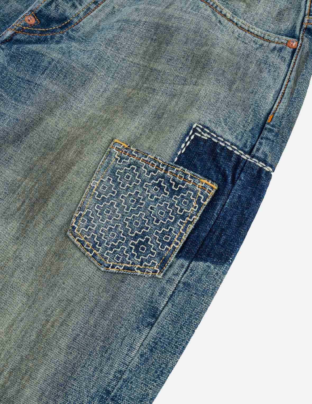 Boro Multi-Pocket Seagull & Kamon Embroidered Jeans #2030