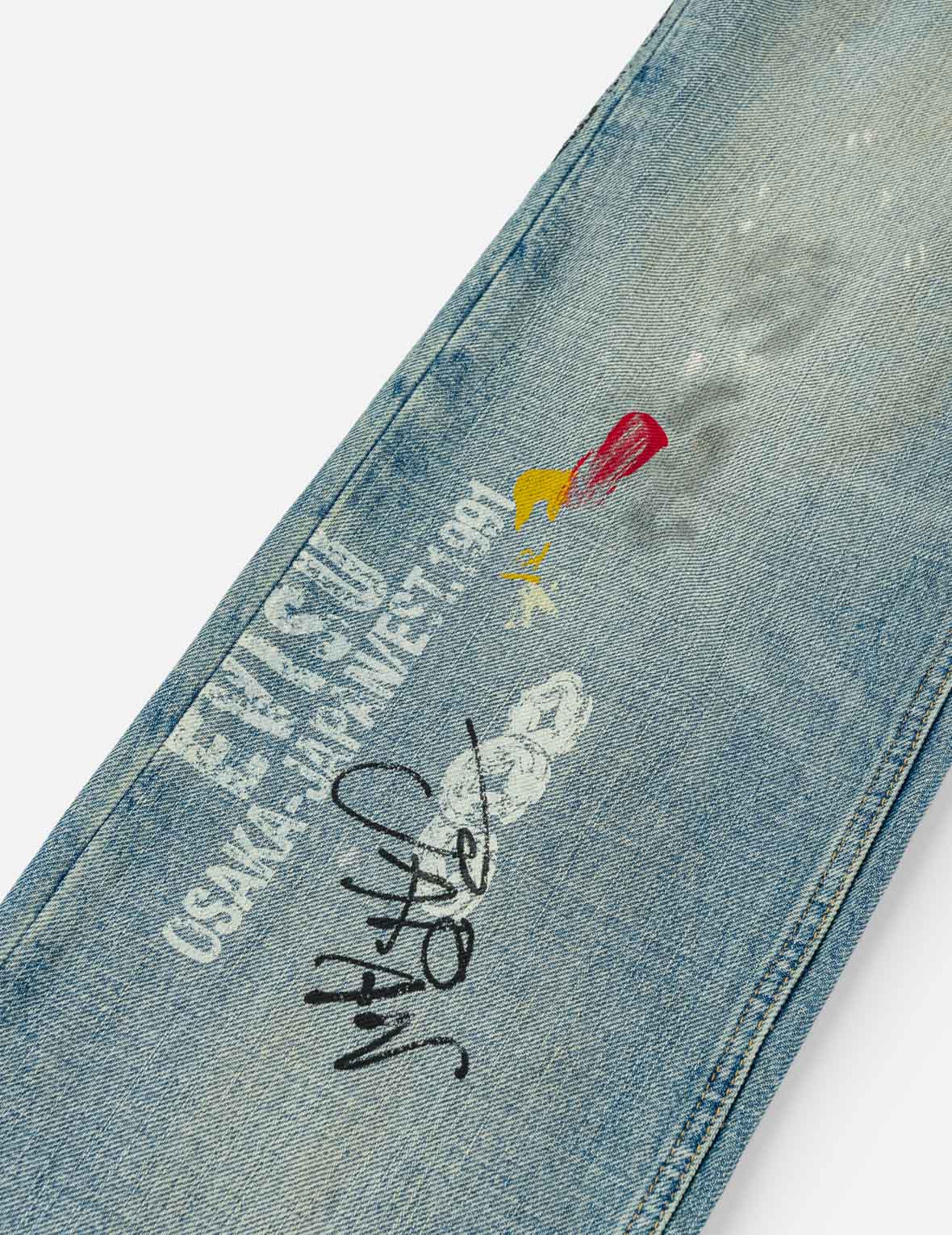Fortune Theme Hand-Painted All-Over Print Jeans #2020