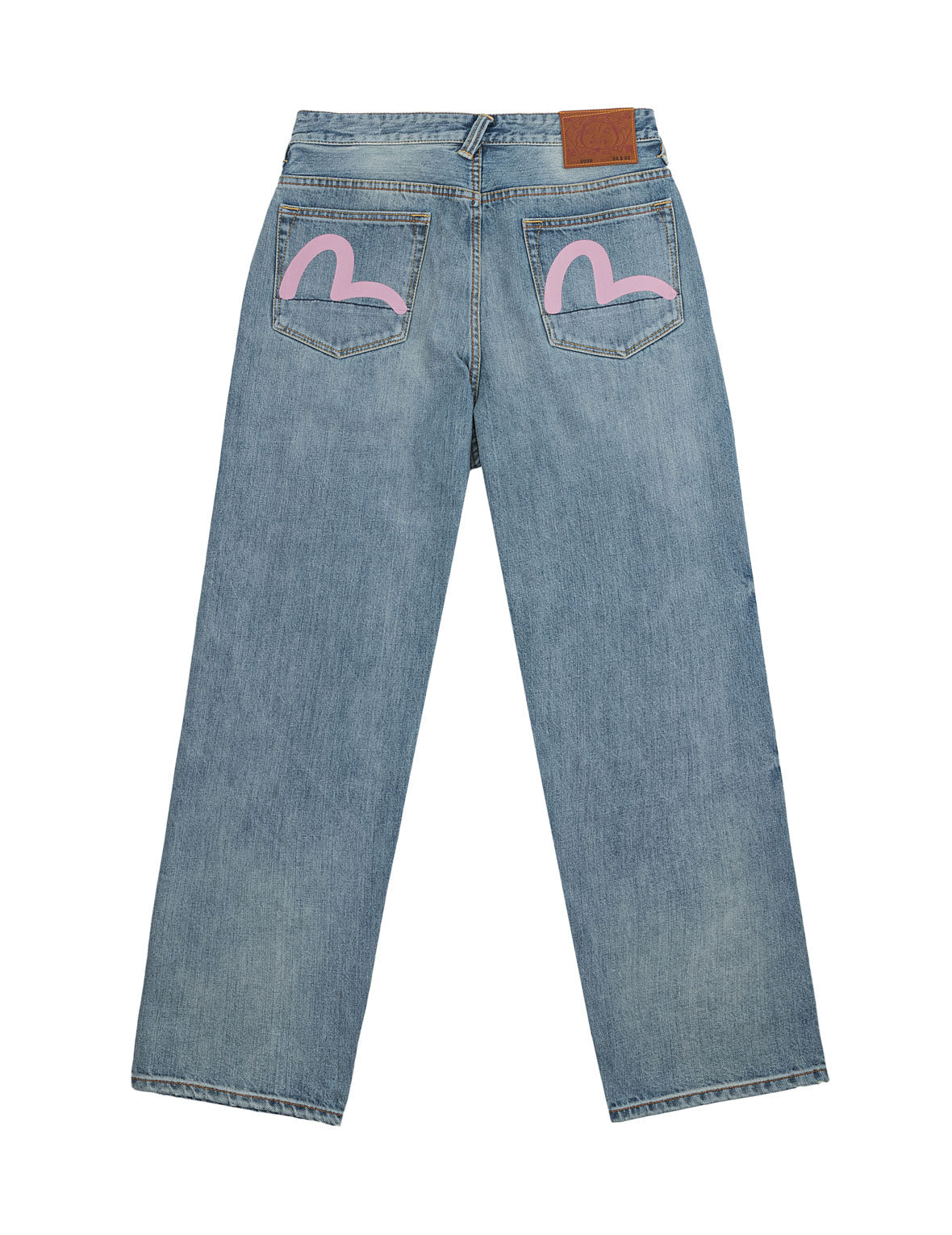 粉紅海鷗經典印花休閒牛仔褲 #2030