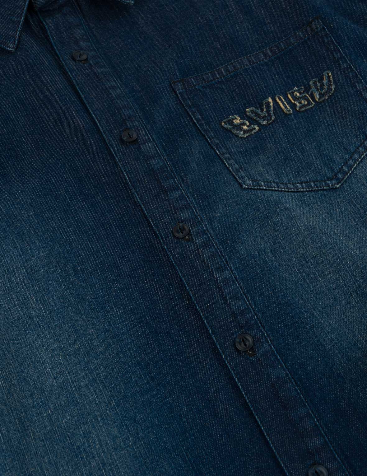 Fabric Blocking Denim Shirt