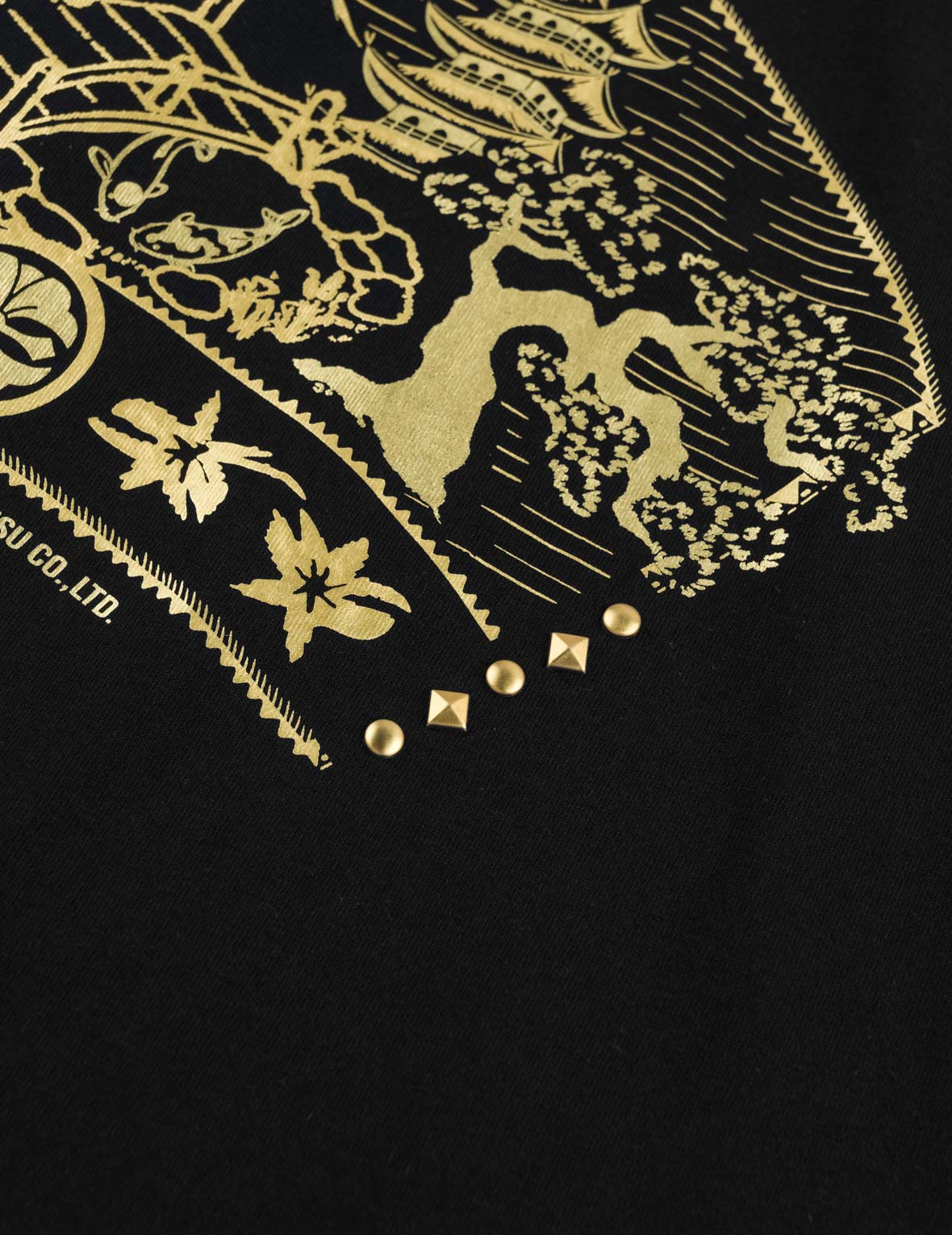 Gold Print Studded Tee