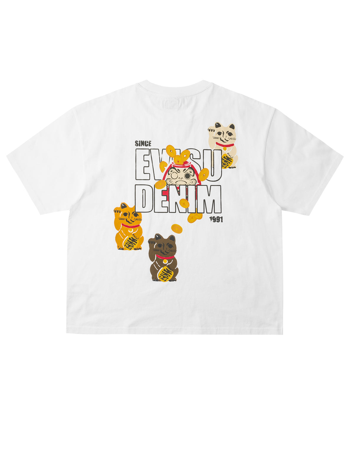Fortune Cat Daruma Print T-Shirt