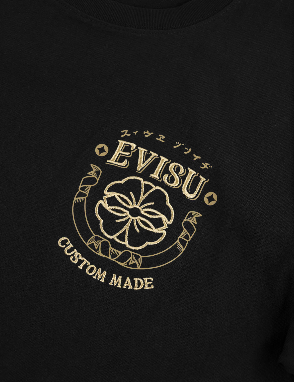 Gold Print Kamon Wave Applique Tee