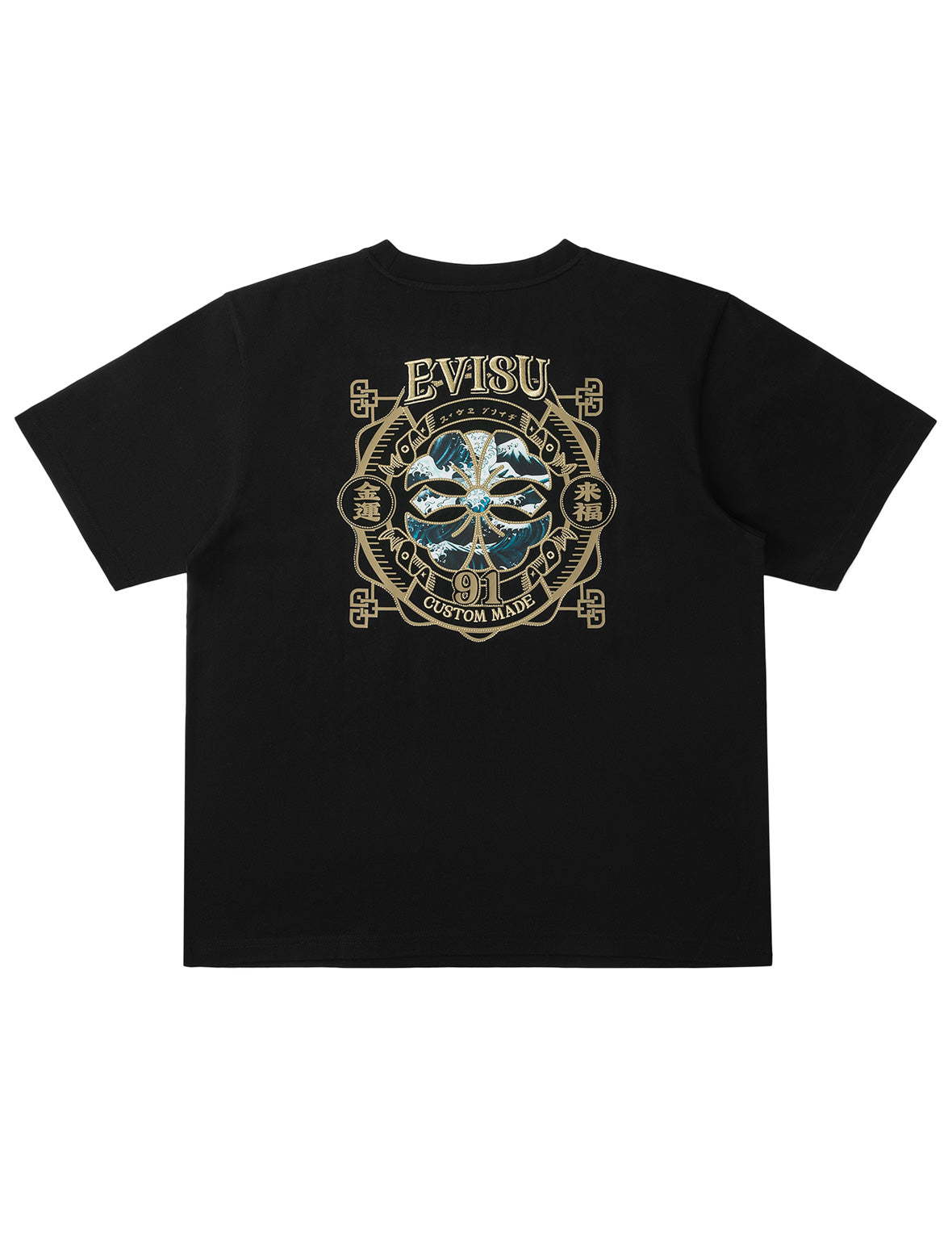 Gold Print Kamon Wave Applique Tee