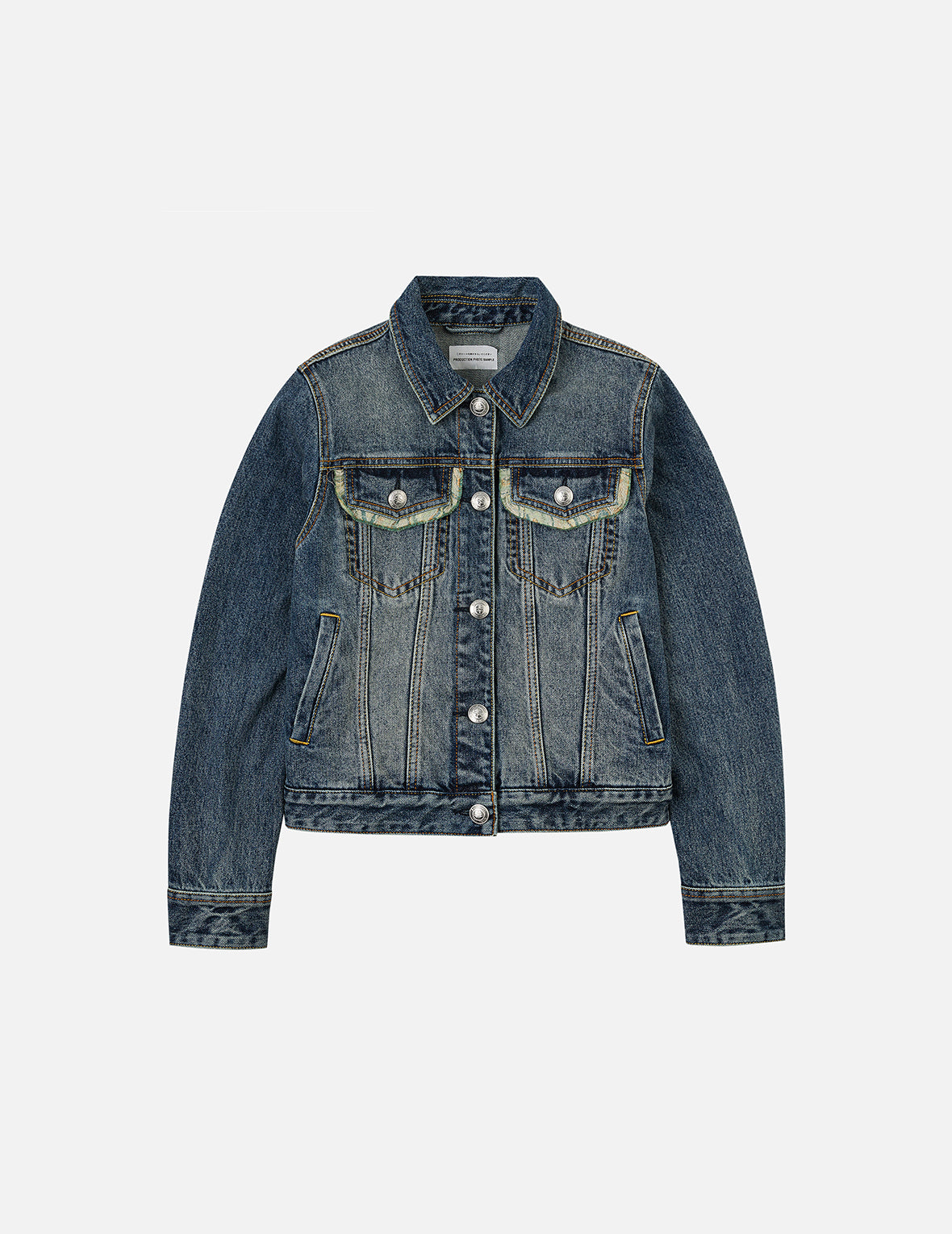 Brocade Inserted Daicock Regular Fit Denim Jacket