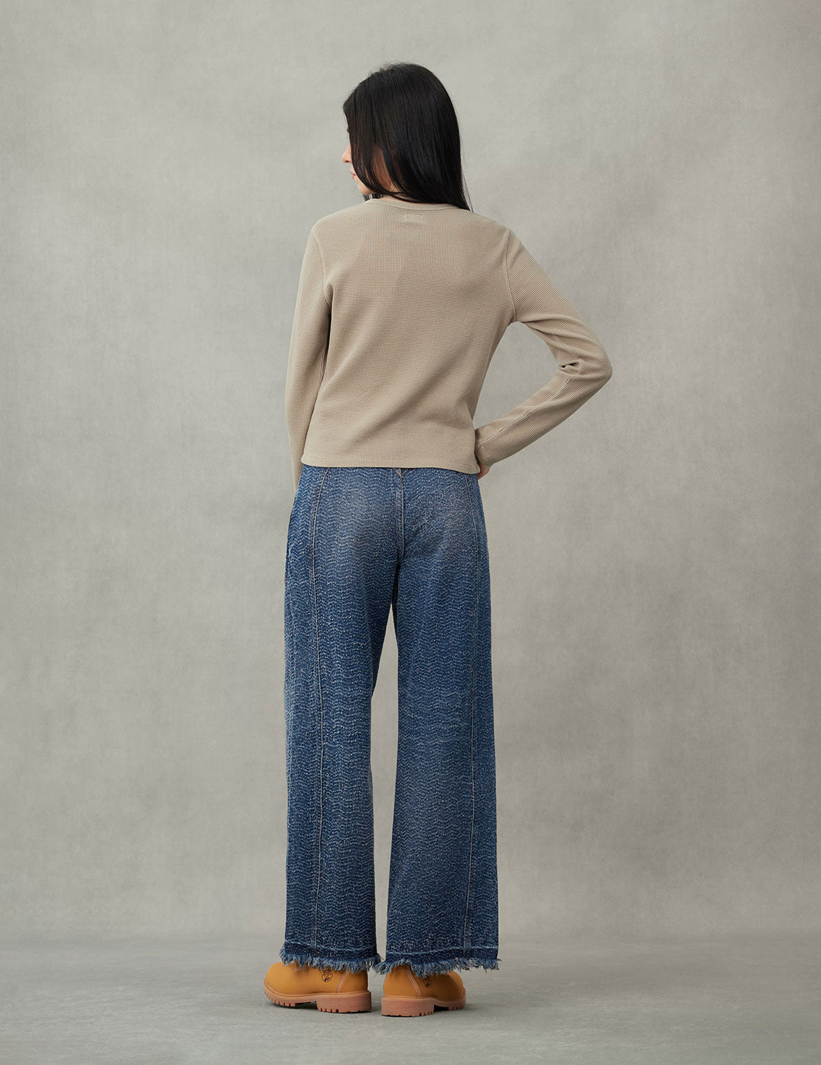 Washed and Distressed Straight Fit Denim