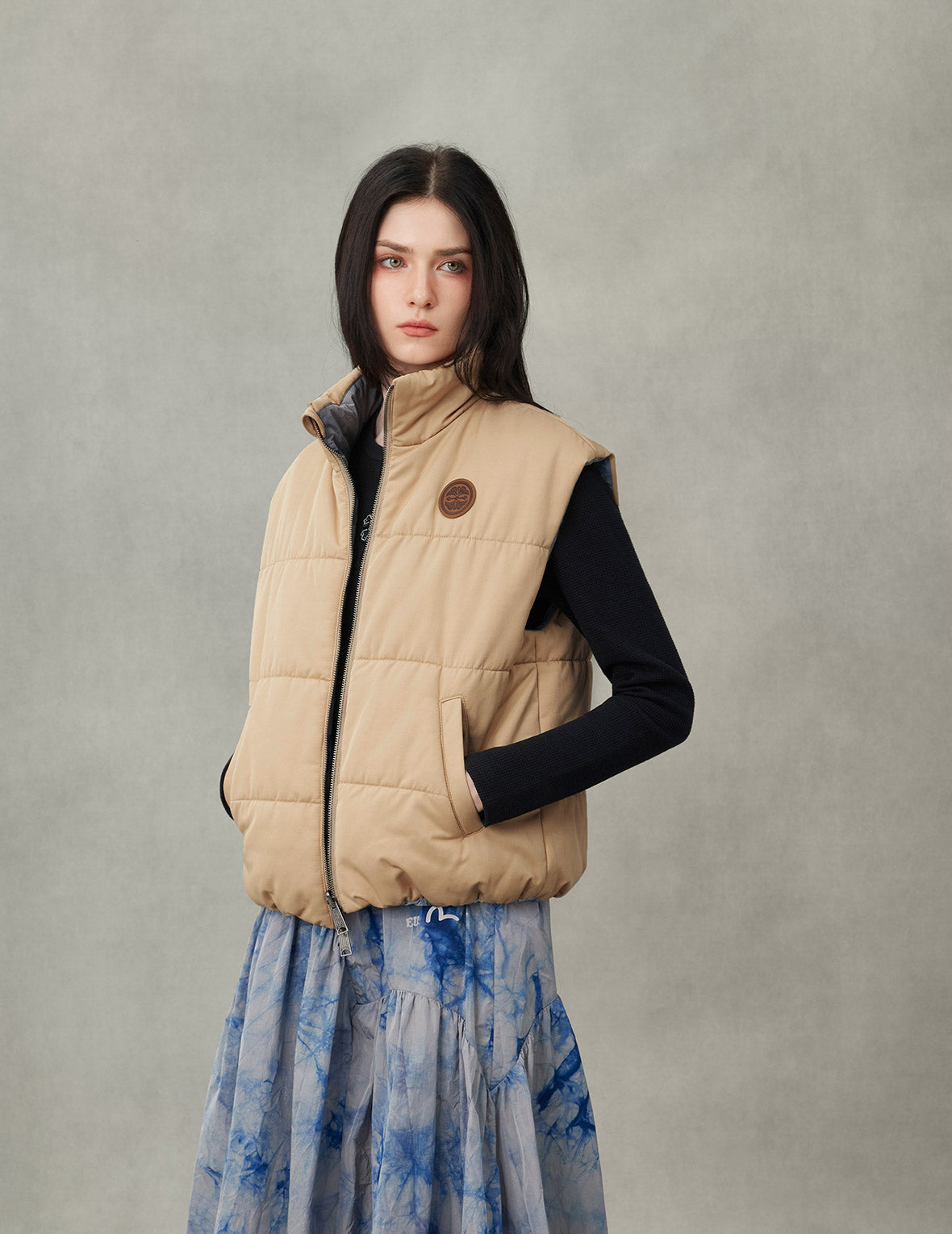 Logo Print Oversized Reversible Vest