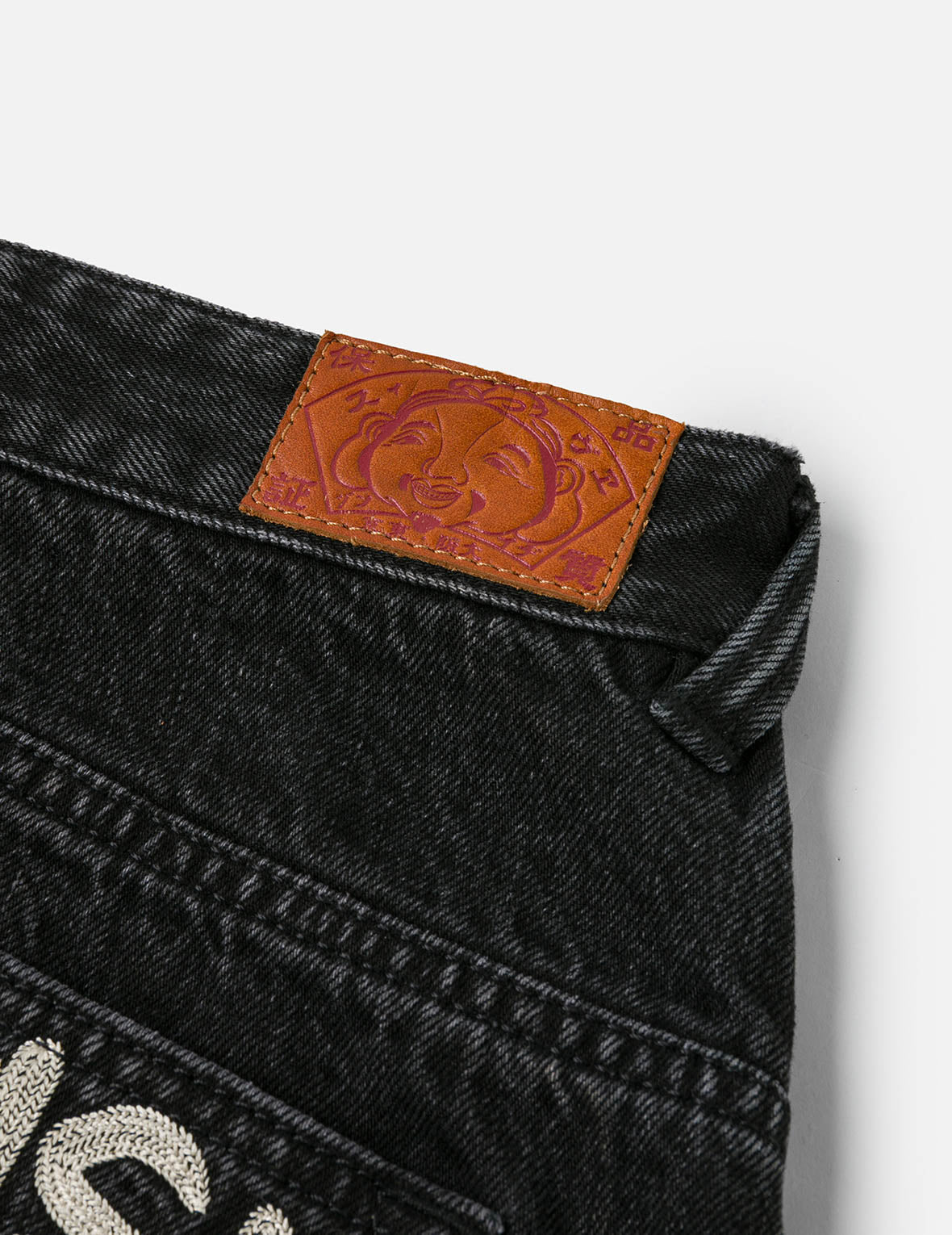 海鷗和口號刺繡常規版型解構洗水牛仔裙