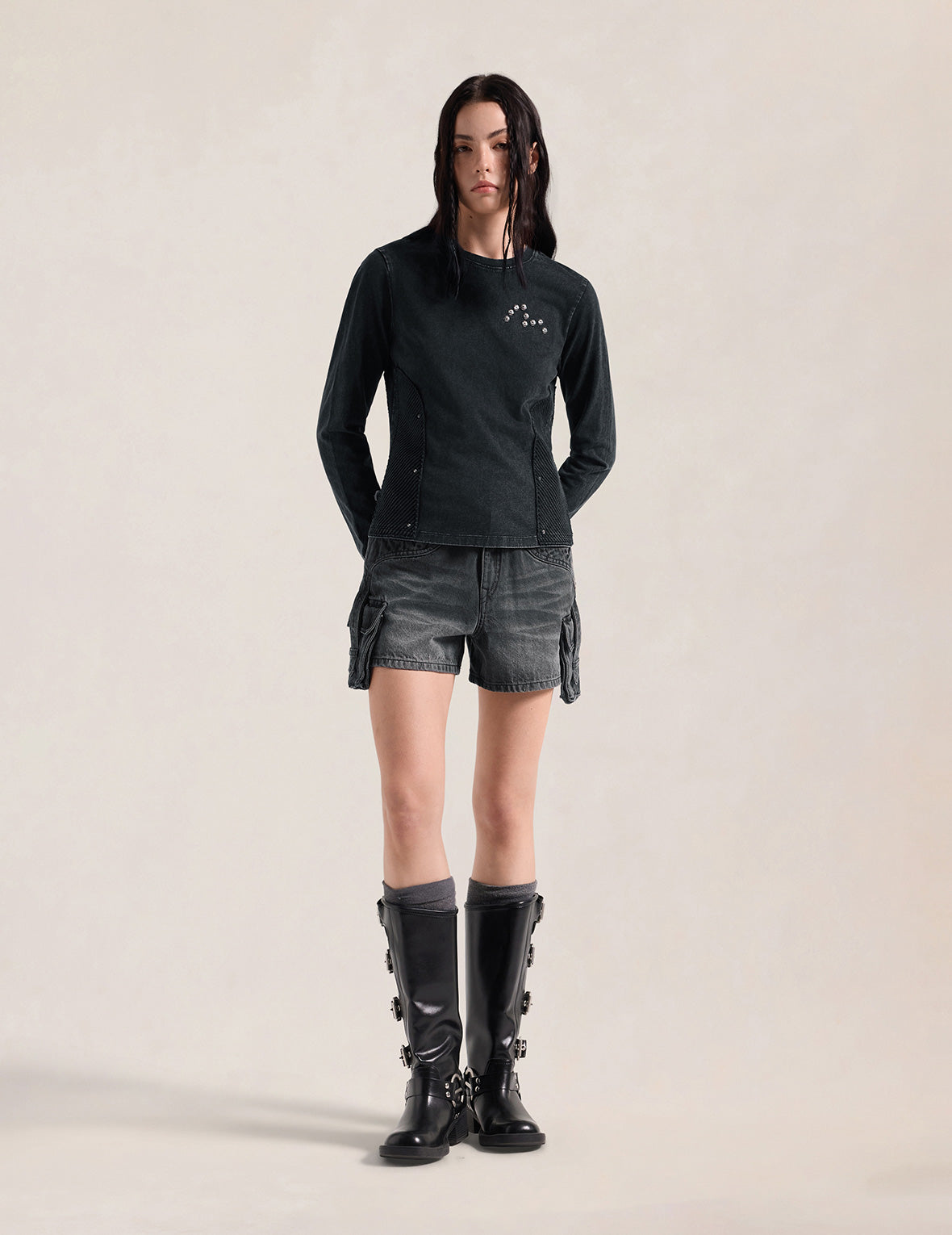 Cargo Pocket Denim Shorts