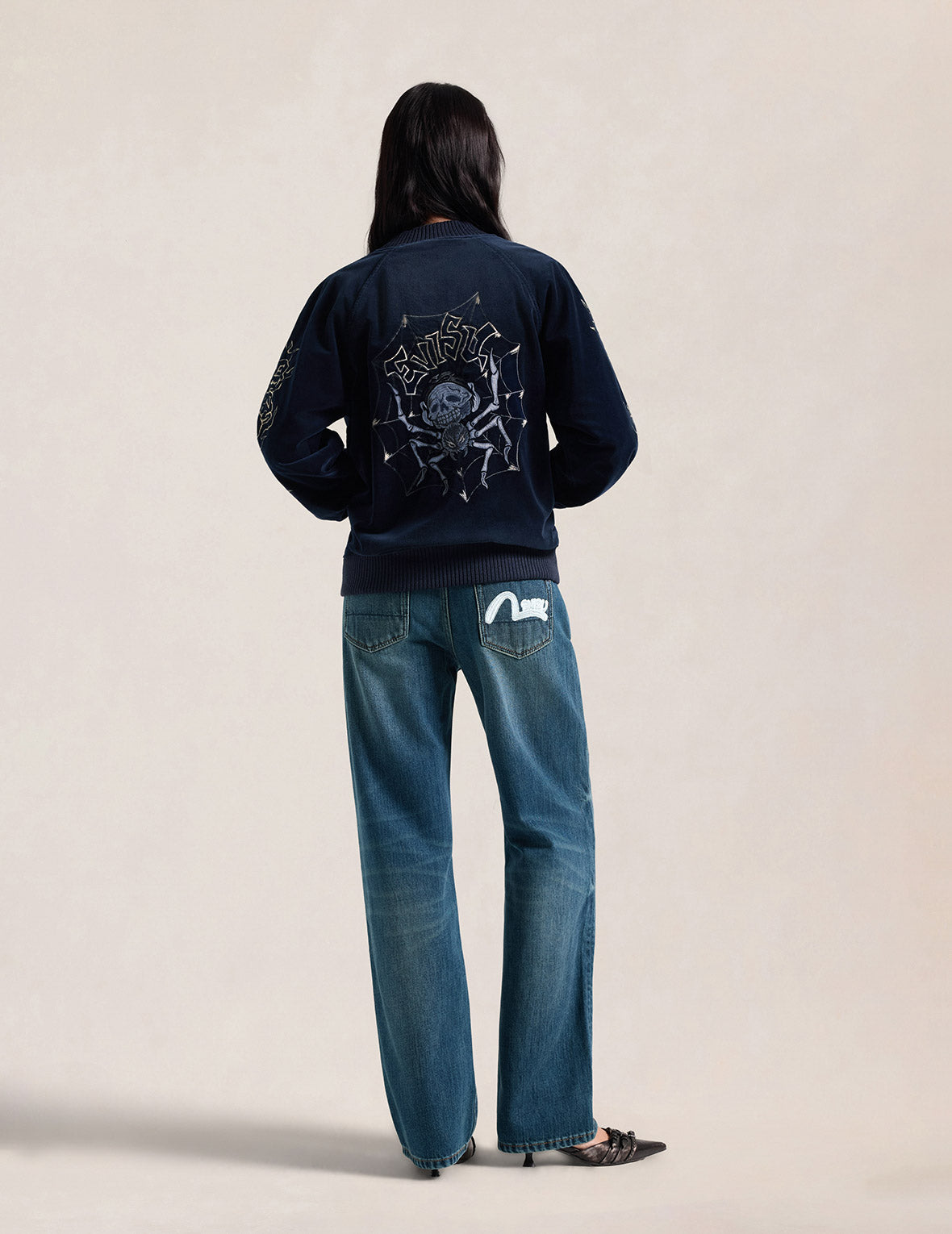 Seagull & Evisu Logo Embroidery Relax Fit Jeans