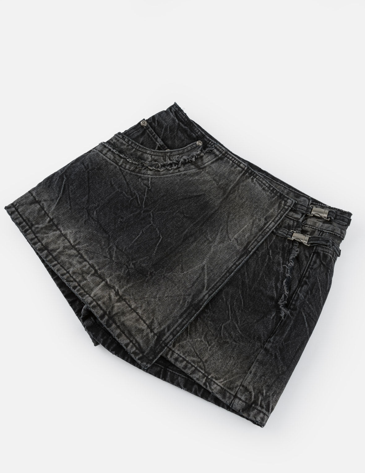 Asymmetric Studded Seagull Denim Skort