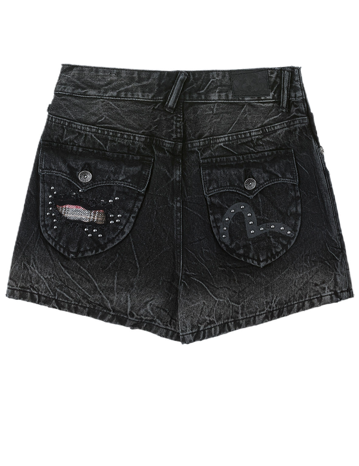 Asymmetric Studded Seagull Denim Skort