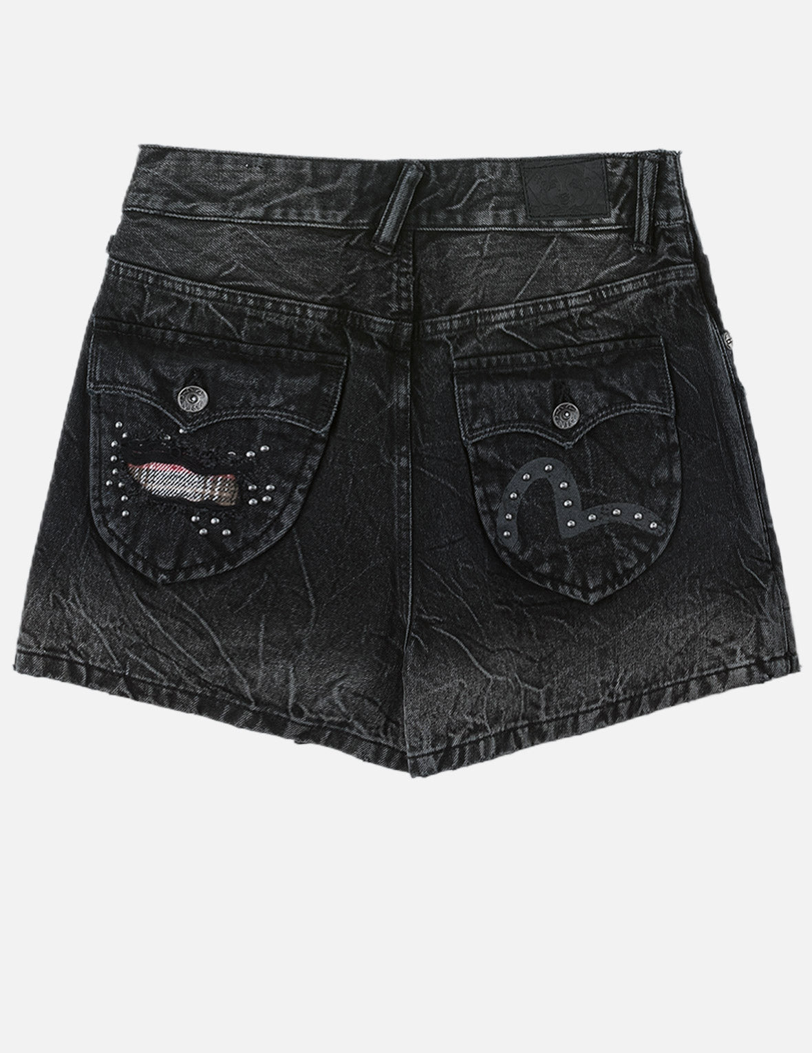 Asymmetric Studded Seagull Denim Skort