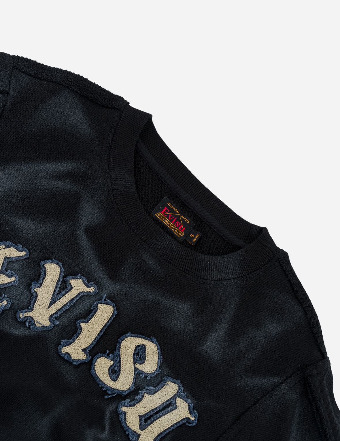 EVISU Embroidered Badge Spray Dye Cropped Sweatshirt