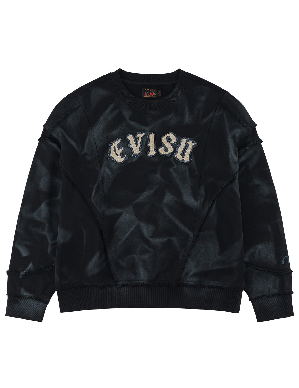 EVISU Embroidered Badge Spray Dye Cropped Sweatshirt