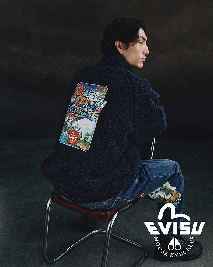 EVISU X MOOSE KNUCKLES 浮世繪羊羔絨外套