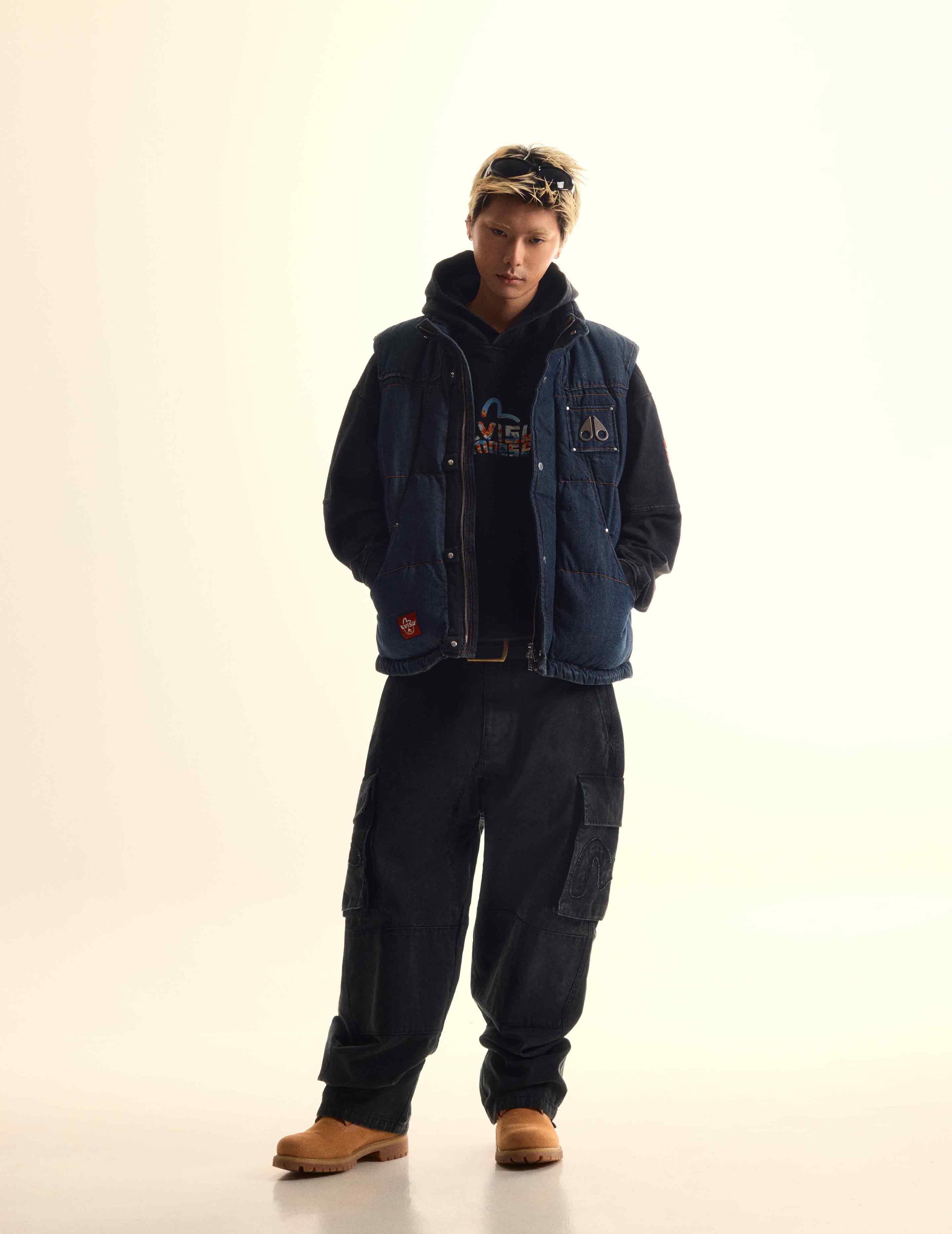 EVISU X MOOSE KNUCKLES 浮世繪牛仔背心羽絨