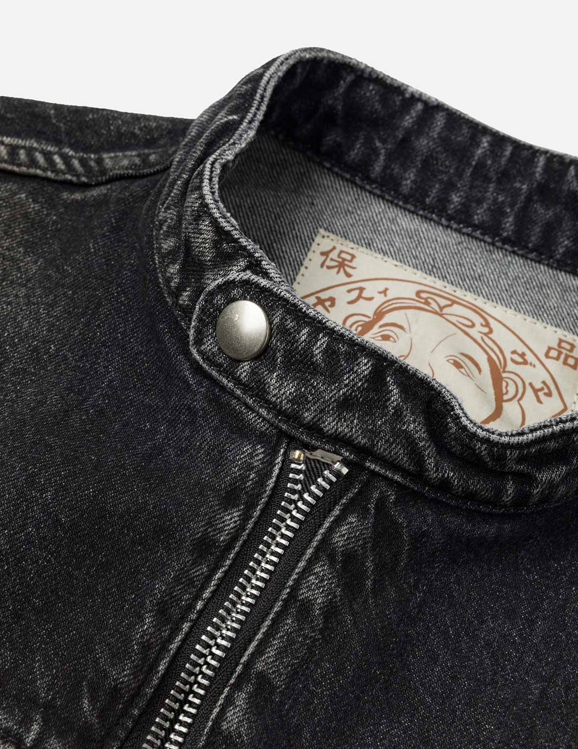 洗水海鷗刺繡常規版型牛仔騎士夾克