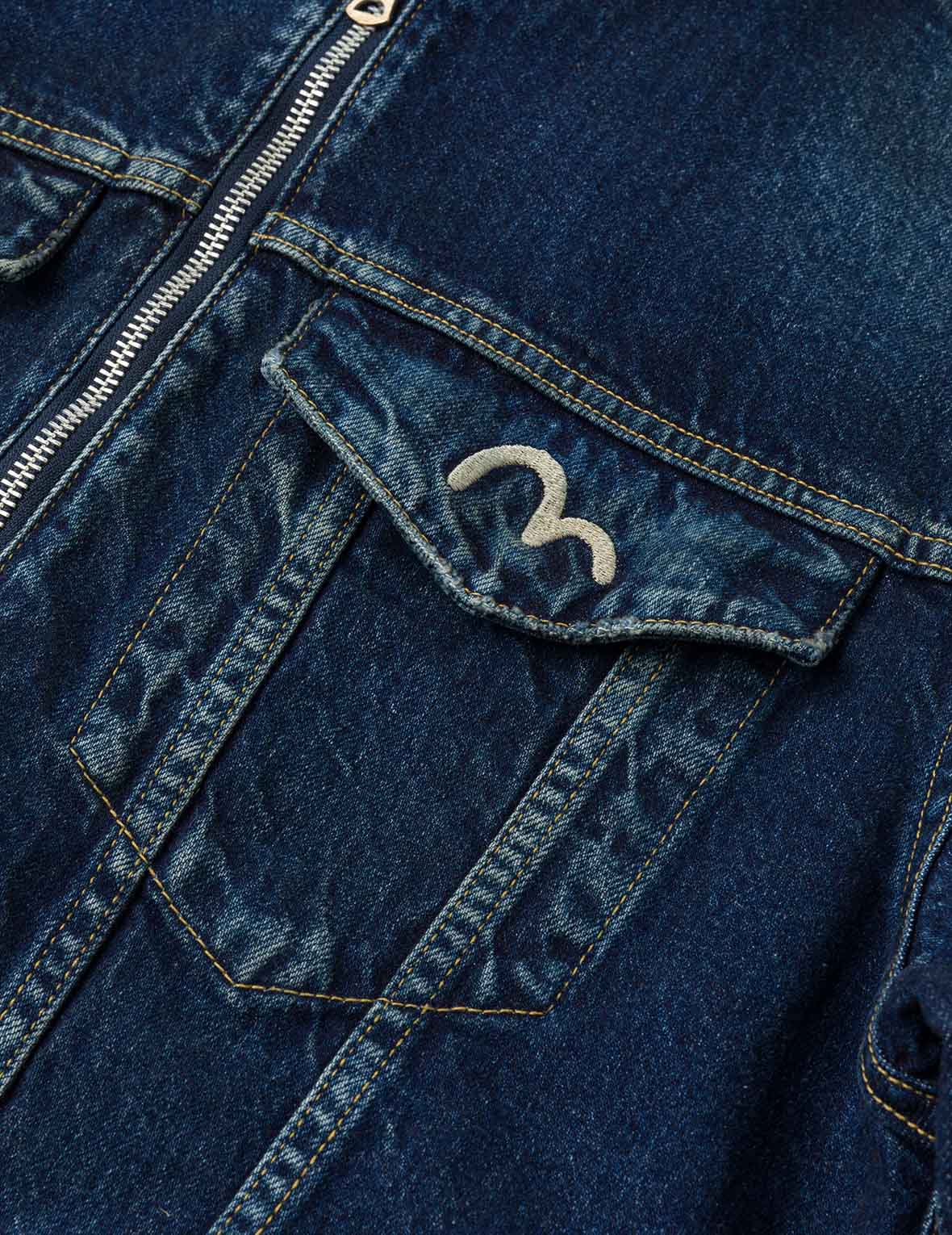 洗水海鷗刺繡常規版型牛仔騎士夾克