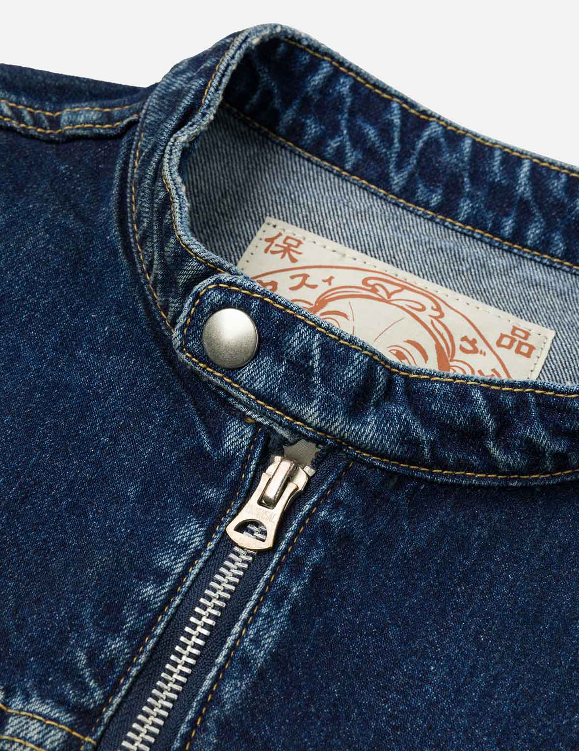 洗水海鷗刺繡常規版型牛仔騎士夾克