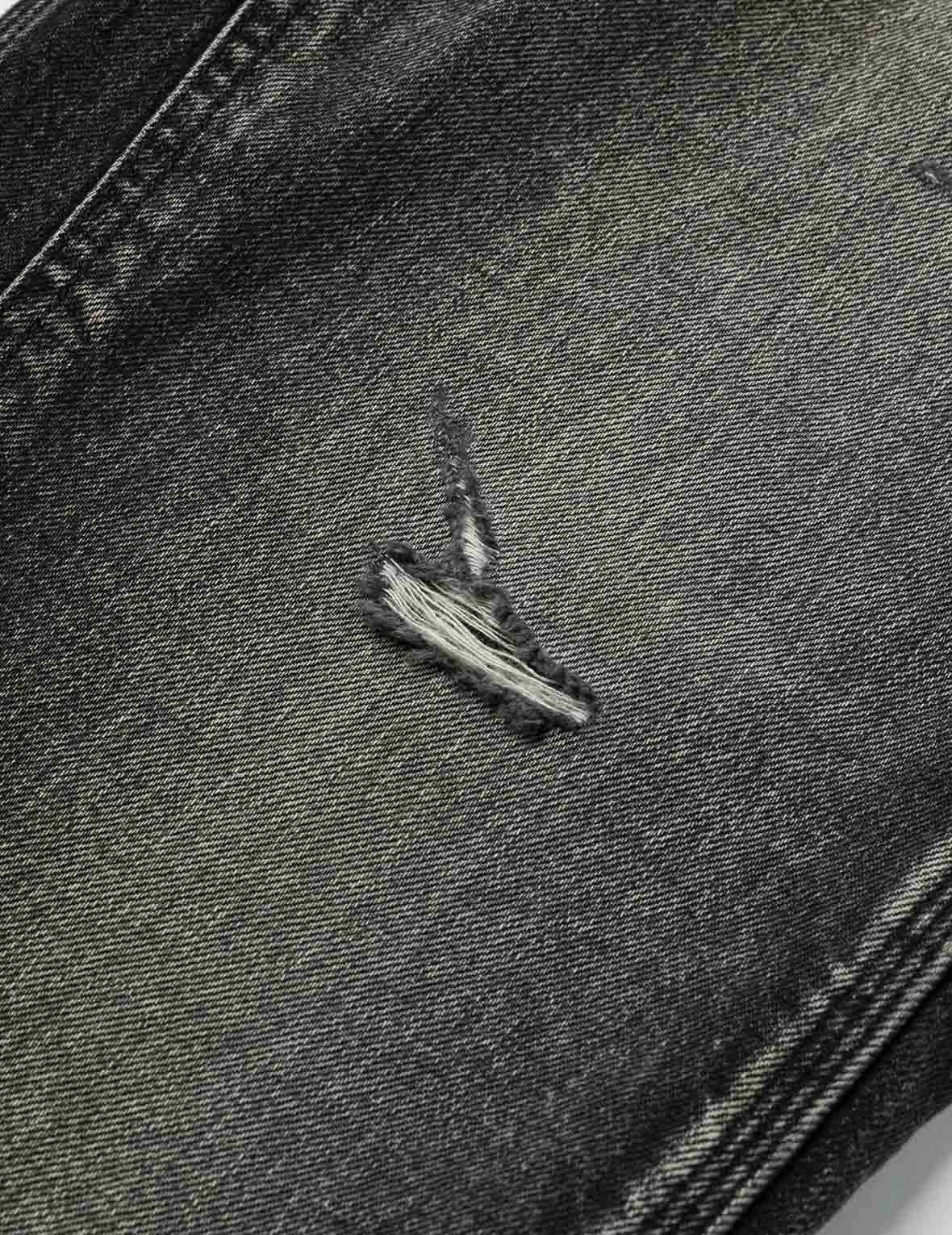 洗水海鷗刺繡常規版畫家牛仔褲