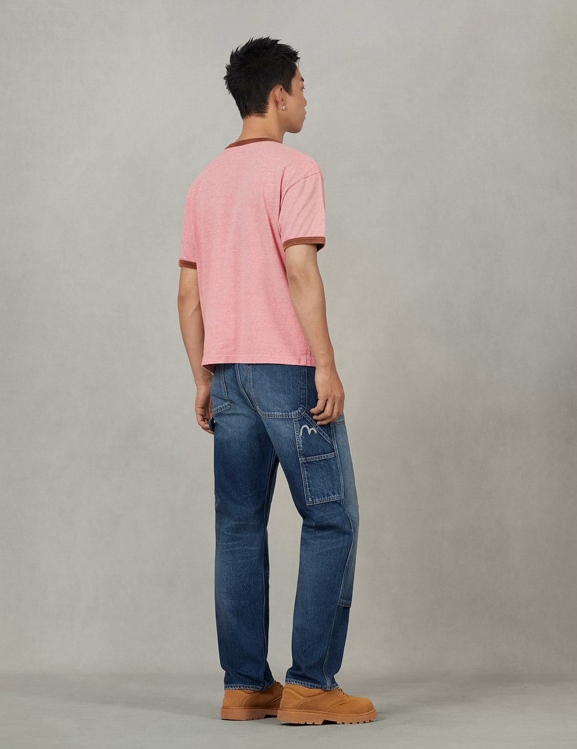 洗水海鷗刺繡常規版畫家牛仔褲