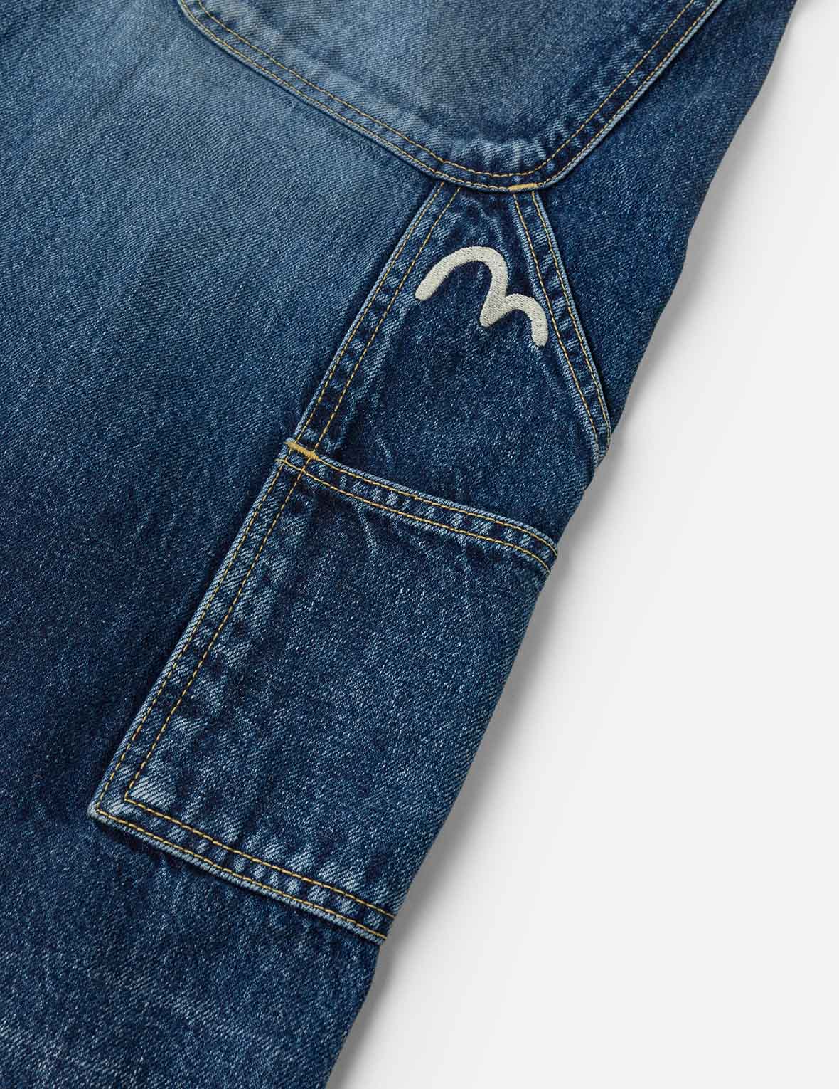 洗水海鷗刺繡常規版畫家牛仔褲