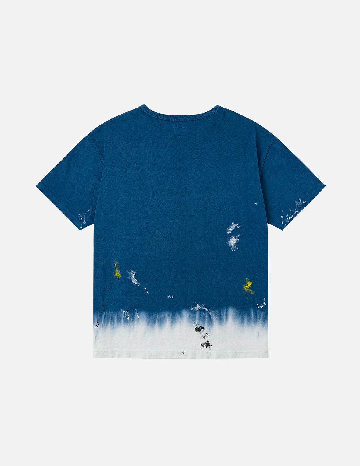 達摩與商標刺繡常規版型漸層式染色T恤