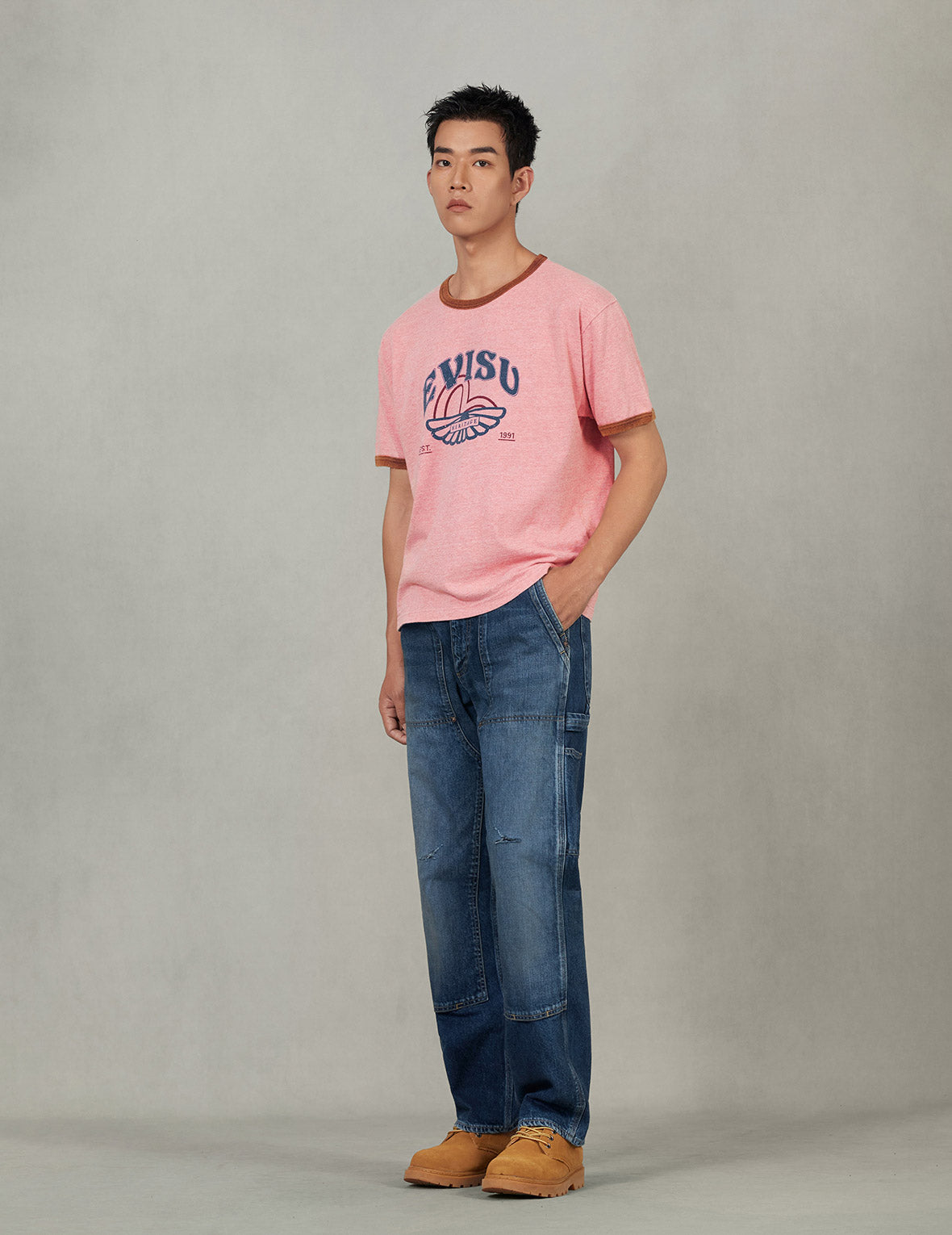 洗水海鷗及商標印花常規版型T恤