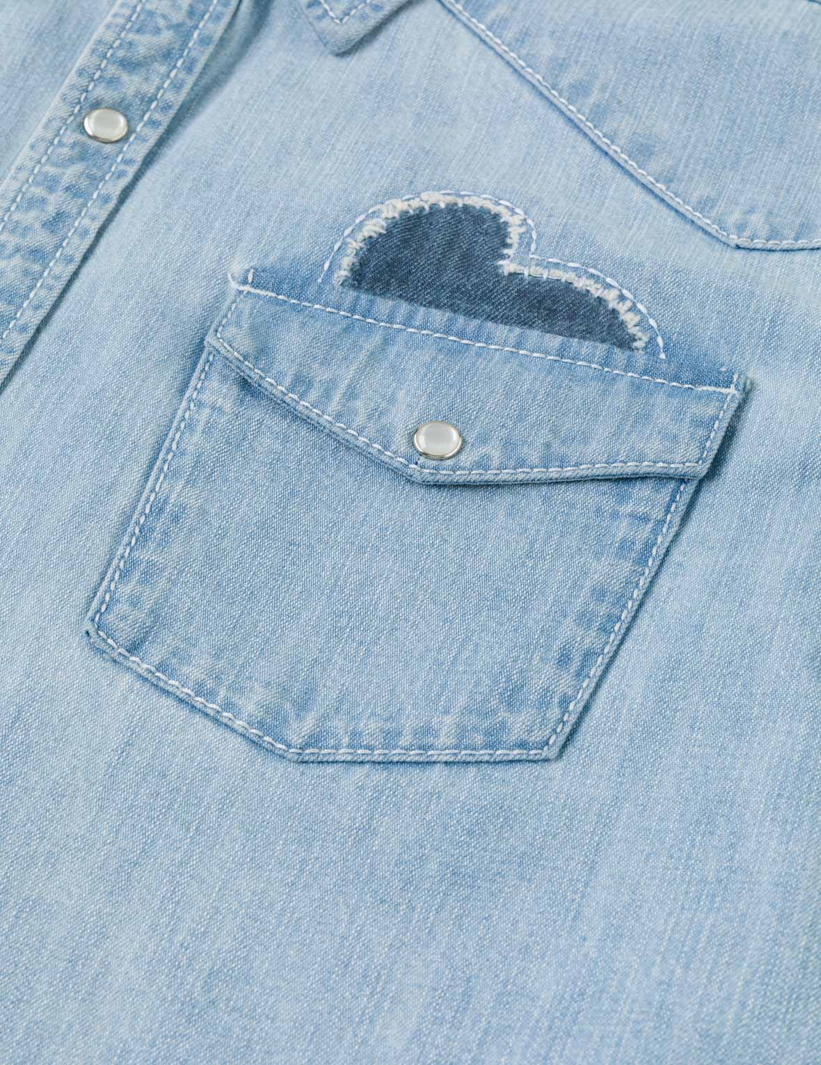 海鷗及線條刺繡襯衫