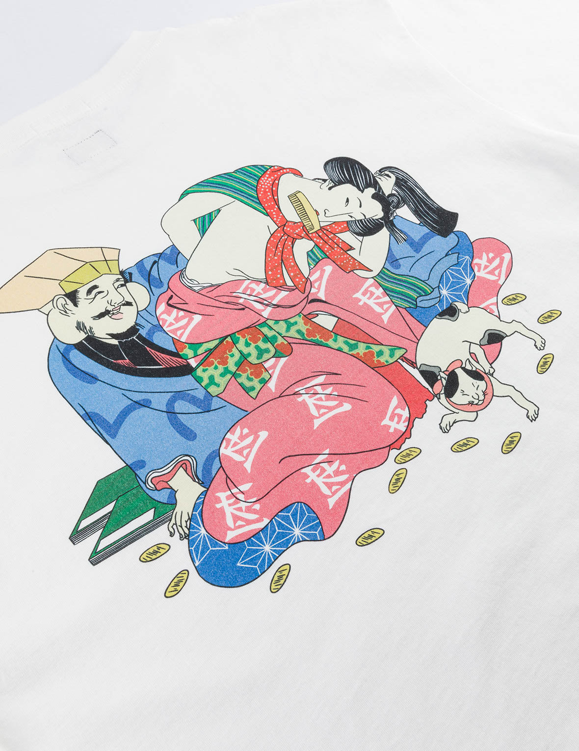 EVISU X F-LAGSTUF-F Shuga and Koban Coin Seagull Print Regular Fit T-shirt - White