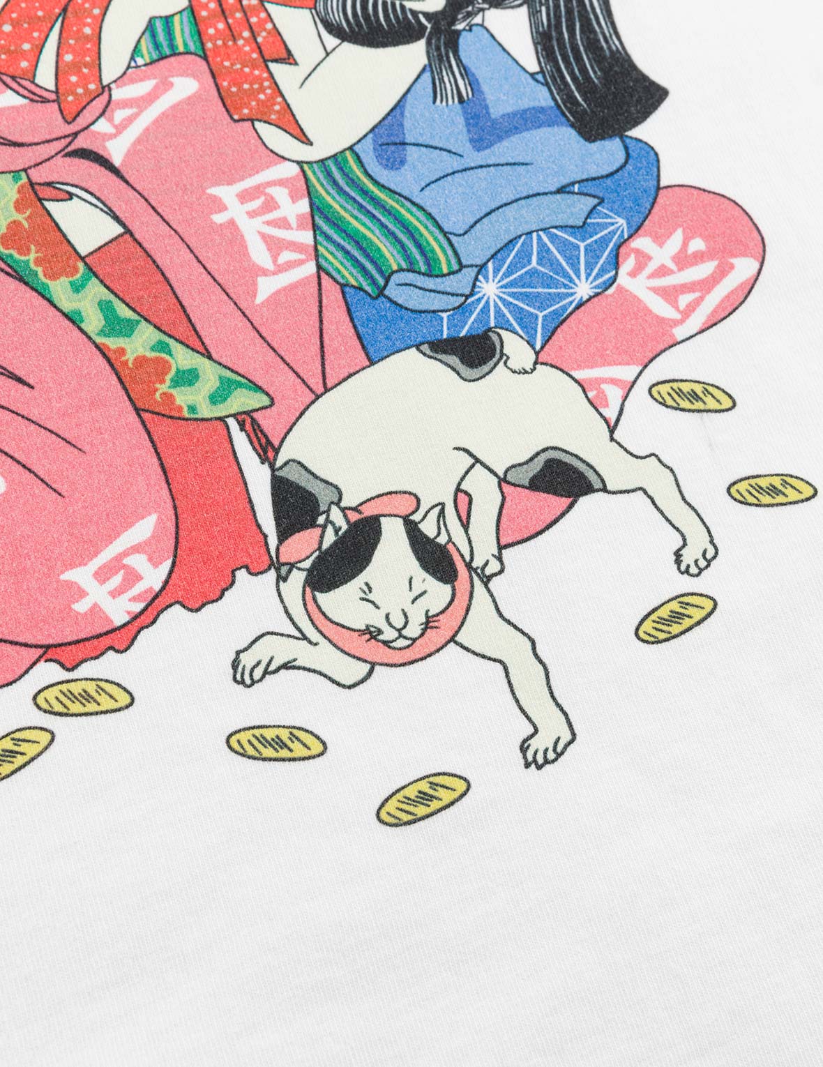 EVISU X F-LAGSTUF-F Shuga and Koban Coin Seagull Print Regular Fit T-shirt - White