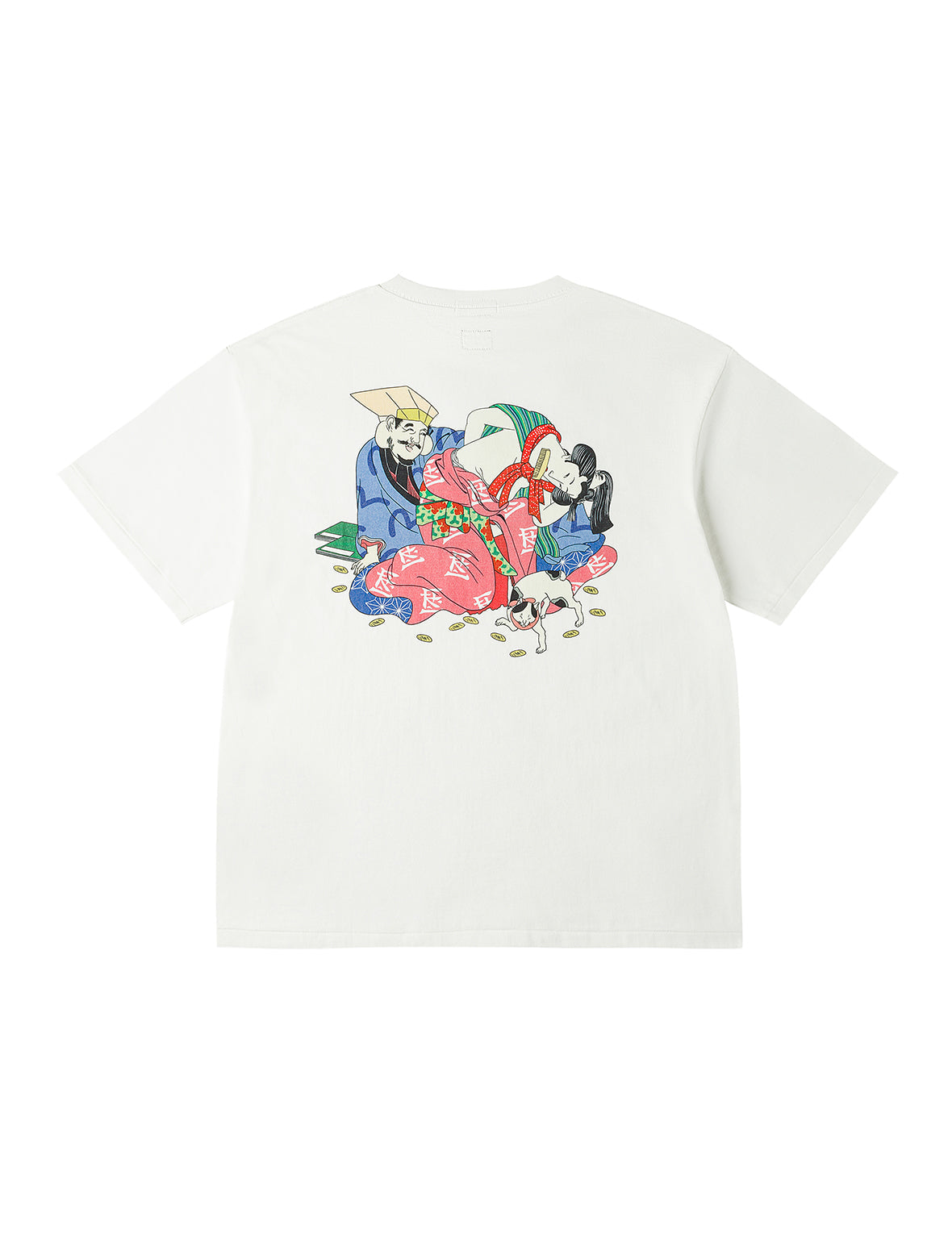 EVISU X F-LAGSTUF-F Shuga and Koban Coin Seagull Print Regular Fit T-shirt - White