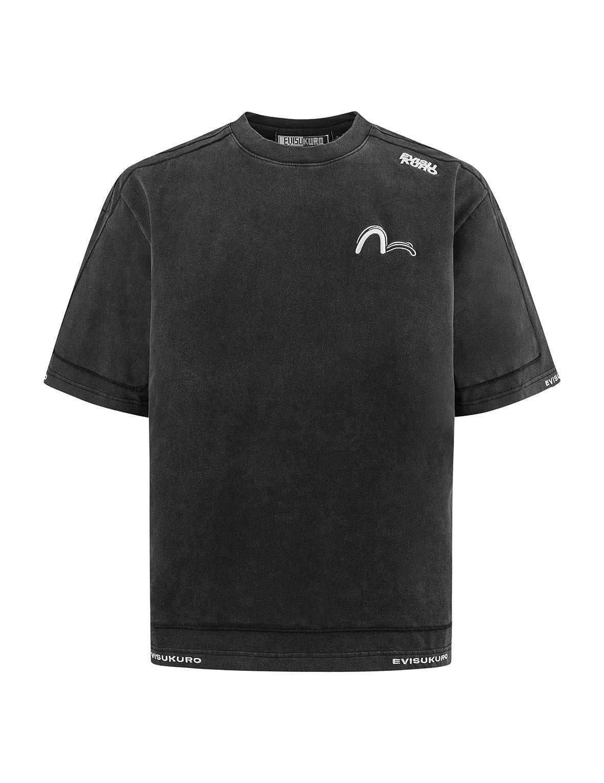 Logo and Seagull Embroidery Oversized T-shirt