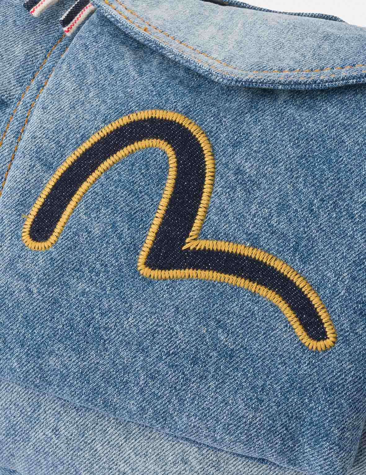 海鷗刺繡牛仔斜背包