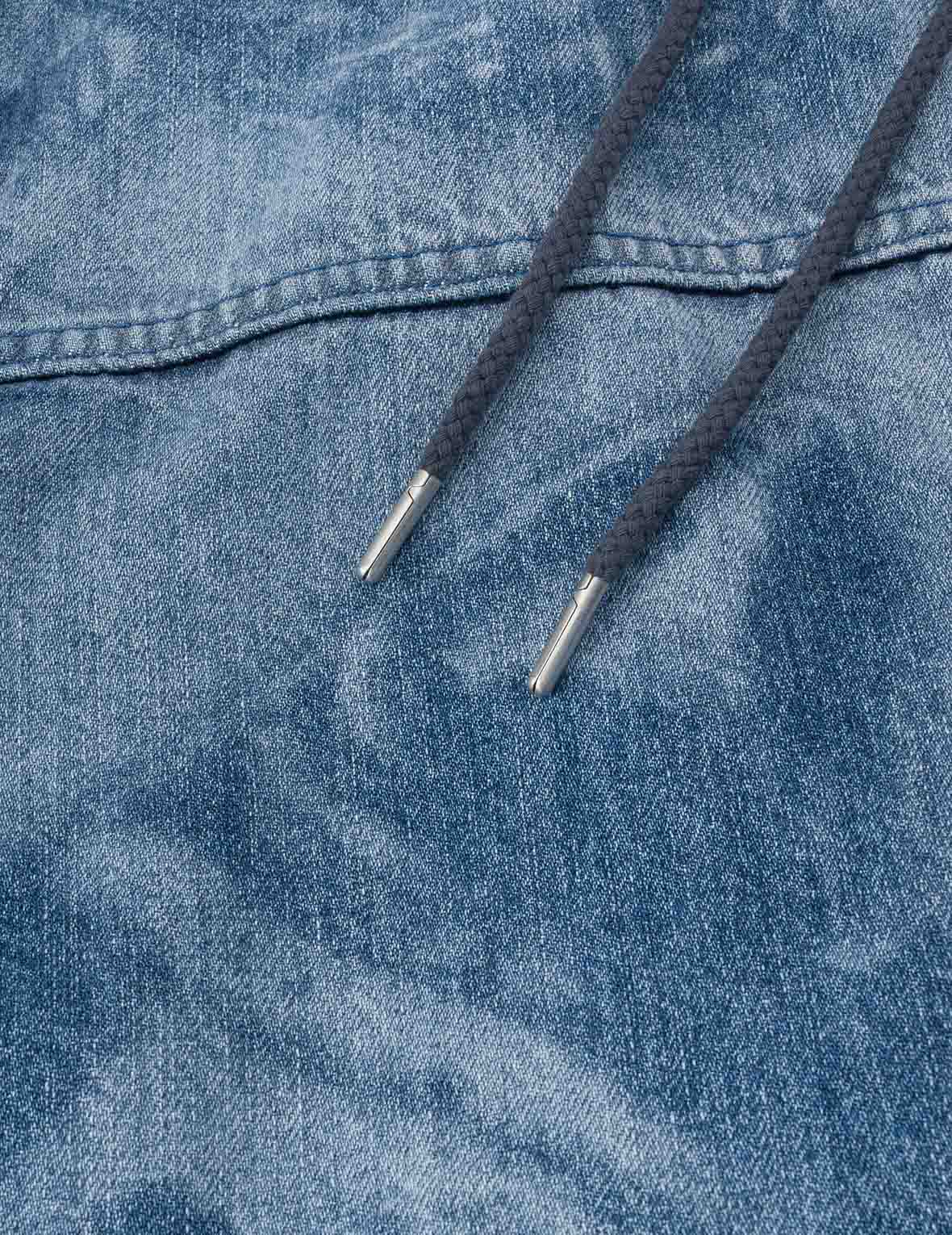 釣魚翁佛頭印花寬連帽牛仔外套