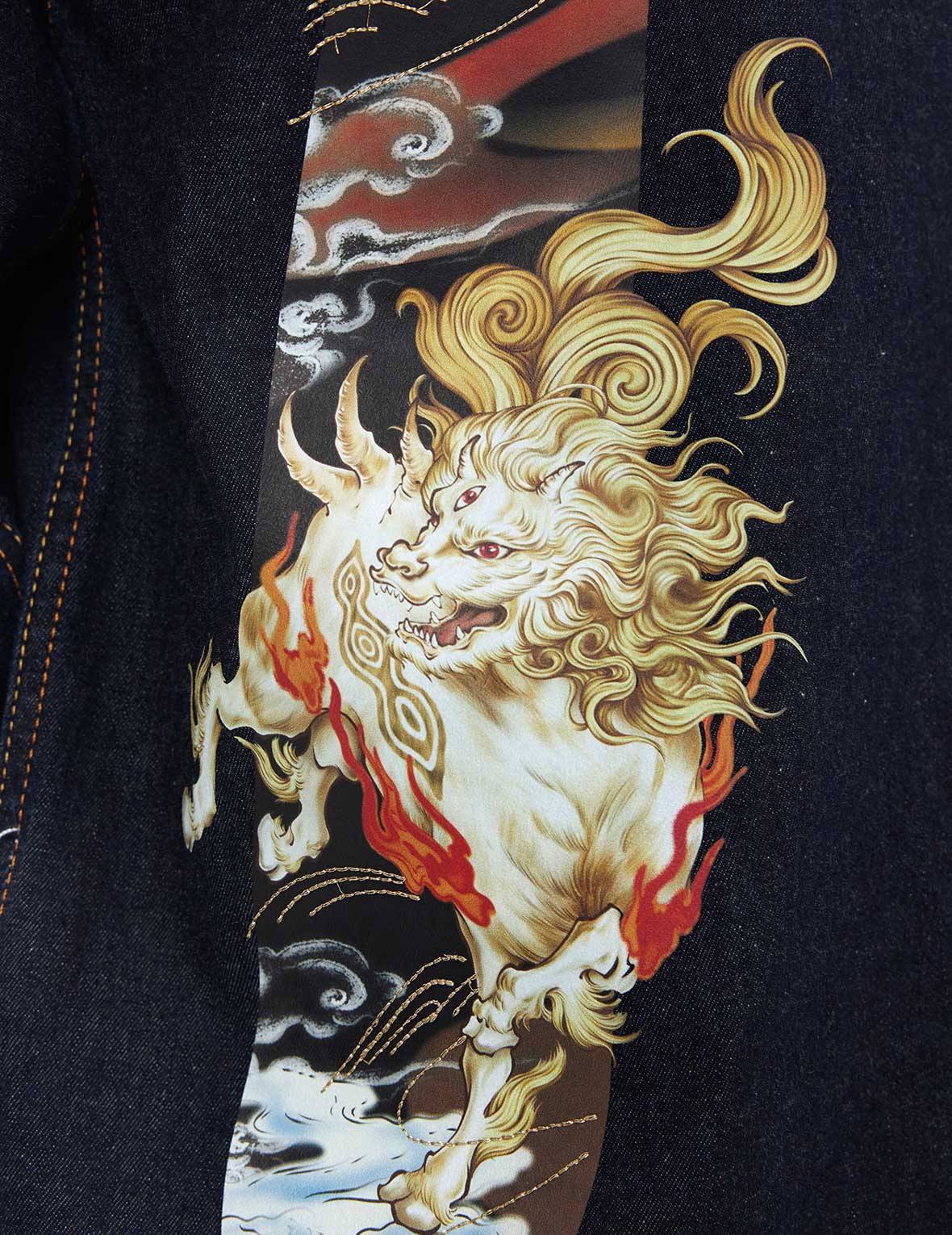 Hakutaku Daicock Printed Regular Fit Denim Shirt