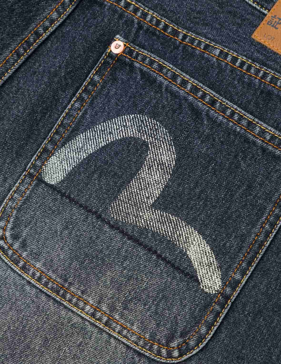 Seagull Print Pockets Oversized Worker Denim Shorts