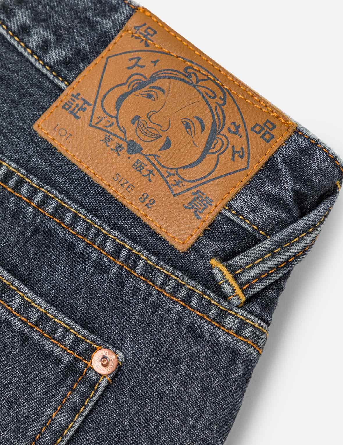 Seagull Print Pockets Oversized Worker Denim Shorts