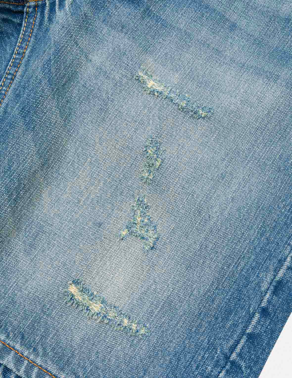 Playful Seagull and The Great Wave Print Regular Fit Denim Shorts