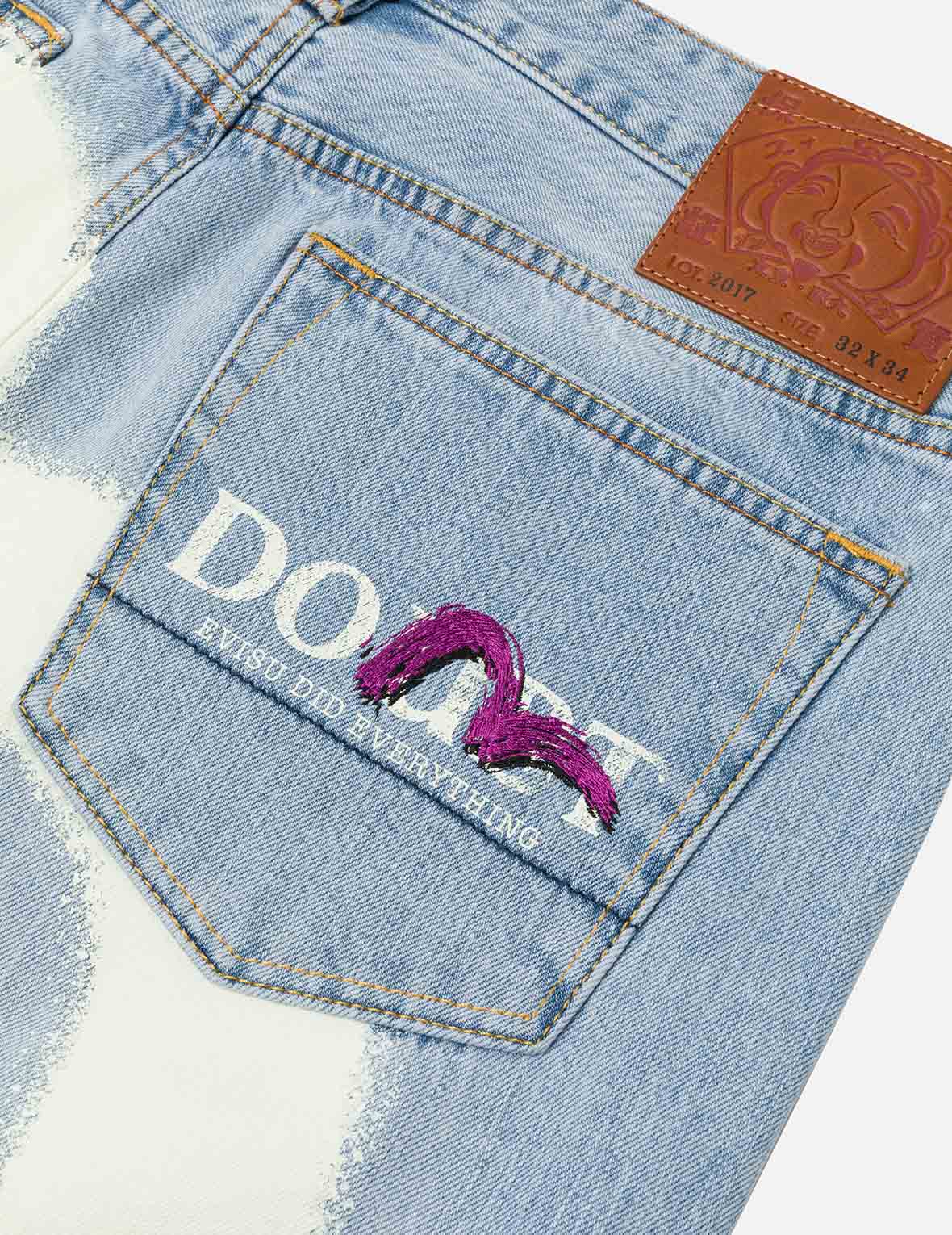 Graffiti-Style Daicock Print Taper Fit Jeans #2017